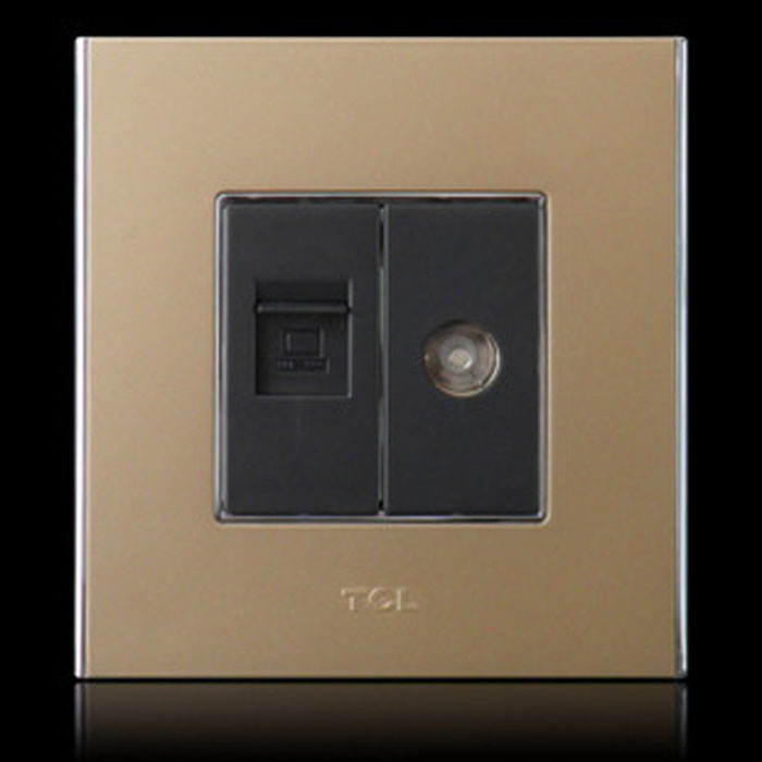 Legrand Wall Switch(Golden)  RJ45+TV socket
