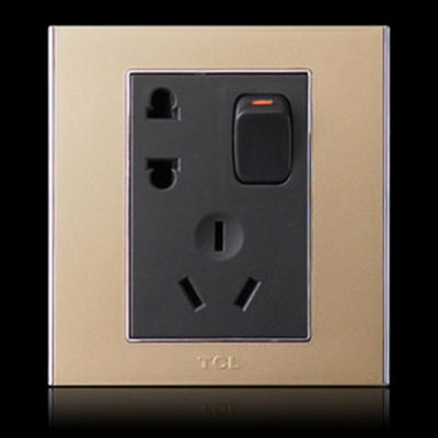 Legrand Wall Switch(Golden)  5-holes socket with Switch